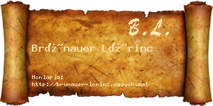 Brünauer Lőrinc névjegykártya